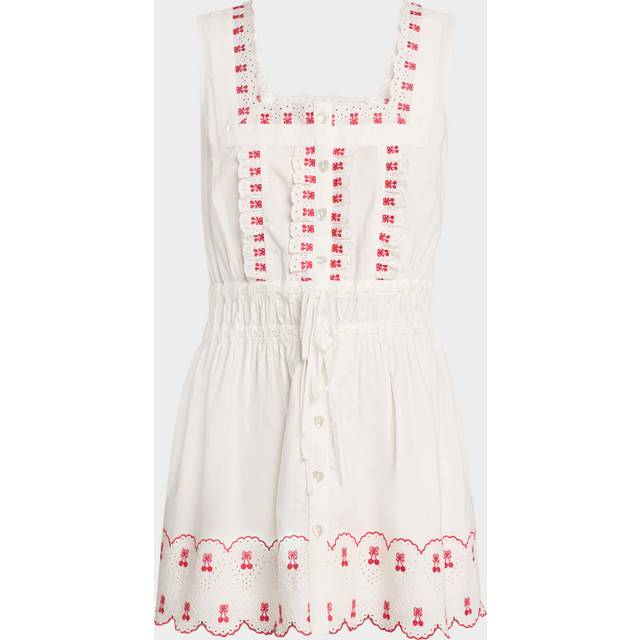 Amaya Embroidered Cherry Mini Dress - WHITE - 14 UK (10 US)