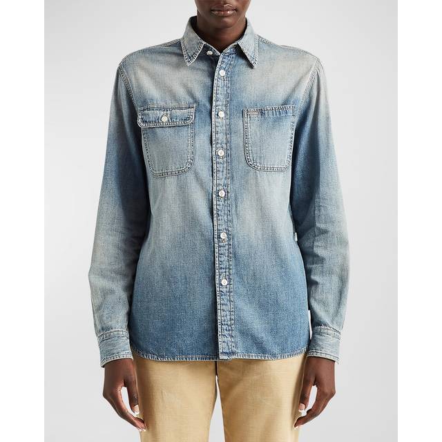 Tamia Button-Down Chambray Shirt - BLUE - 6