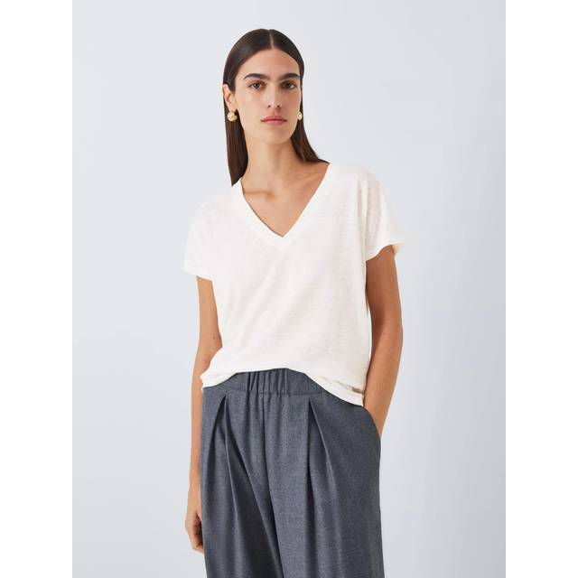 John Lewis Short Sleeve V-Neck Linen T-Shirt