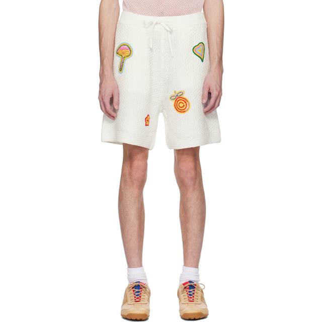 Casablanca White Motif Crochet Shorts - WHITE - L