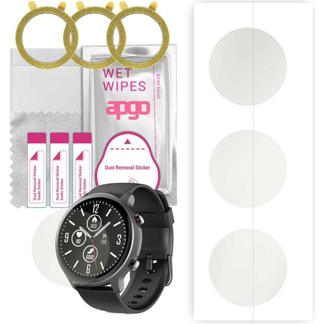 3x apgo Hydrogel Matte Screen Protector for Hama Fit Watch 6910, Hydrogel Film, Flexible, Soft TPU with positioning layer easy installation