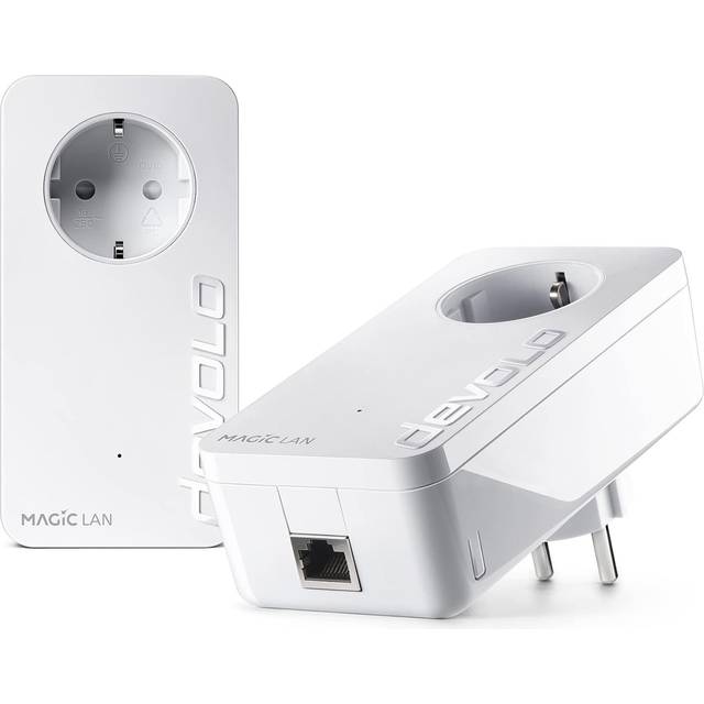 Devolo Magic 1 – 1200 Lan Startkit: Set med 2 Strömlinjeadaptrar för Internet i Hela Huset, Perfekt för Hemmakontor (1 200 Mbit/s, 1 x Gigabit LAN-Anslutning, G.hn)
