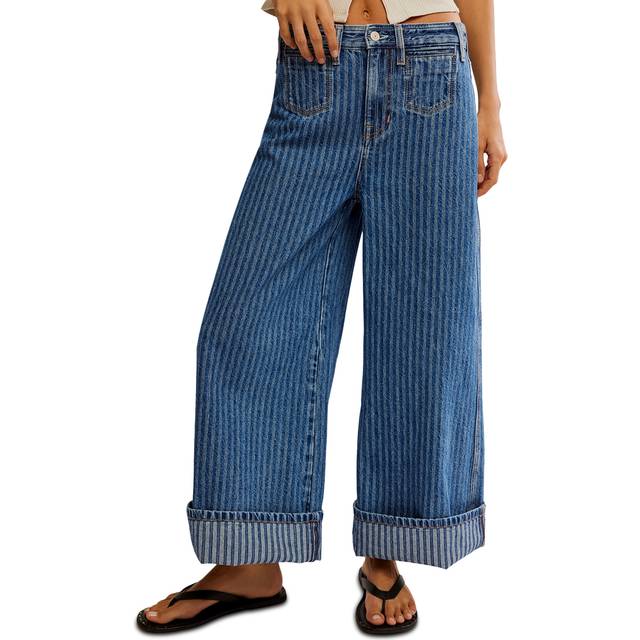 We The Free Brette Cropped Wide-Leg Jeans in Bittersweet Blue, Size: 25