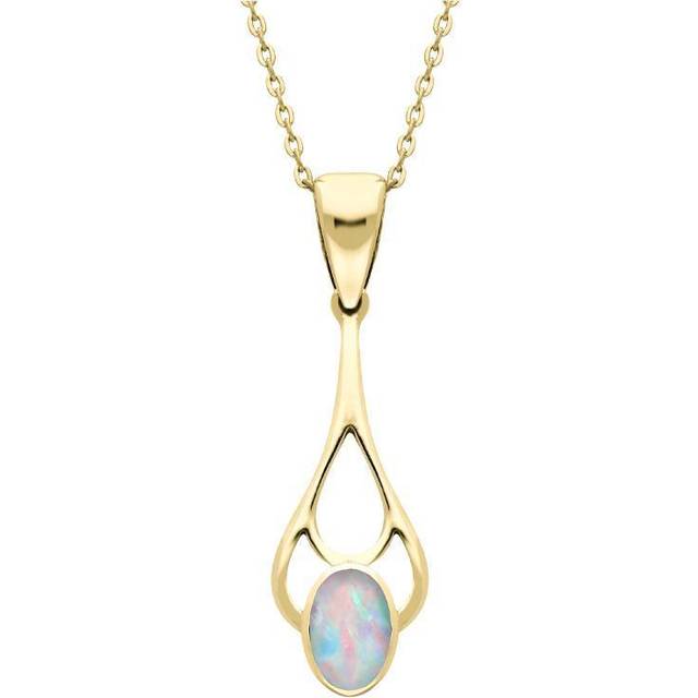 9ct Yellow Gold Opal Large Oval Spoon Necklace