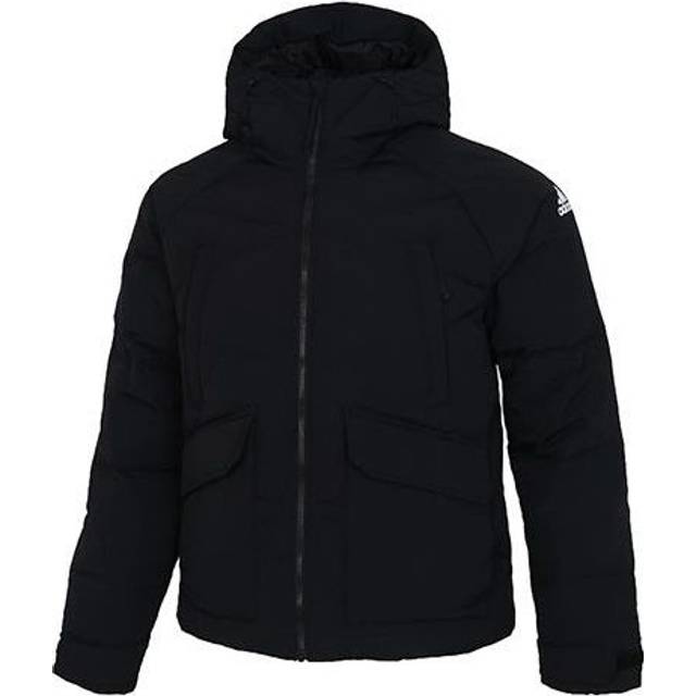 adidas Big Baffle Jkt Casual Sports Zipper Cardigan hooded down Jacket Black GT6538 - Default Color - L
