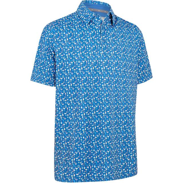 (L, Galaxy Blue) Callaway Golf Mens 2025 Cocktail Moisture Wicking Easy Care Golf Polo Shirt