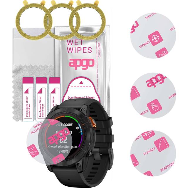 3x apgo Ultra-Clear Hybrid protective glass compatible with Garmin Fenix 7 Pro, flexible nano glass, great replacement for tempered glass, scratch-res