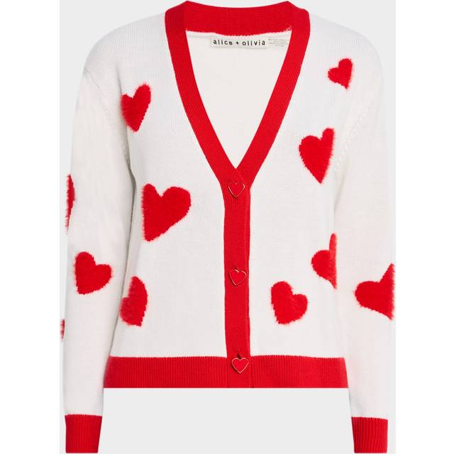 Bradley Heart Wool-Blend Cardigan - SOFT WHITE/BRIGHT RU - X-Large