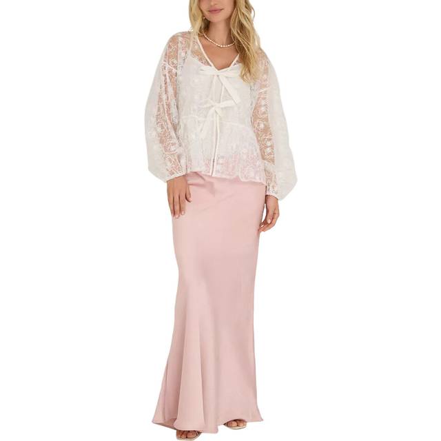 A-VIEW Brodea Embroidered Sheer Blouse, White