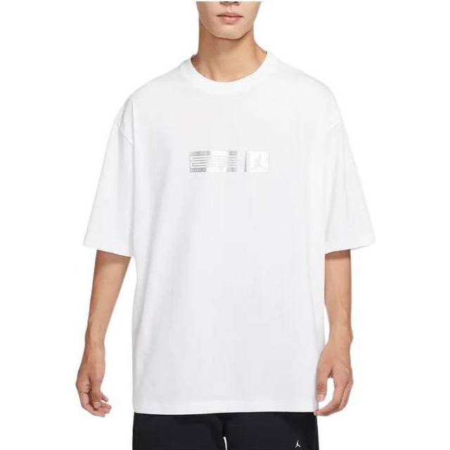 Air Jordan Solid Color Round Neck Pullover Brand Multi-Color Alphabet Short Sleeve T-Shirt Men's White - Default Color