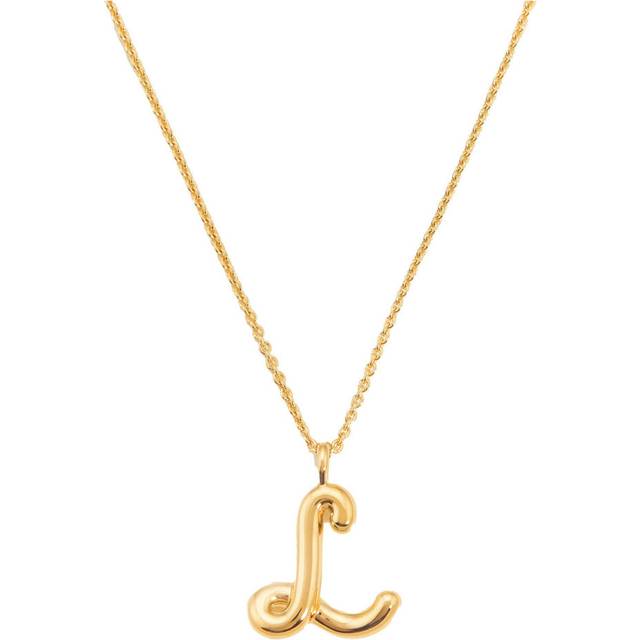 Curly Molten Initial Pendant Necklace - Initial L | 18ct Gold Vermeil