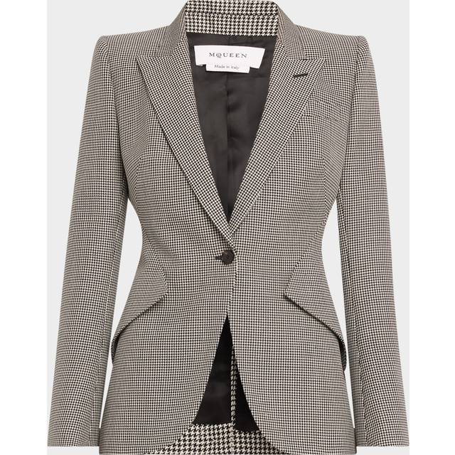 SIngle-Breasted Houndstooth Blazer - LEAD IVORY - 38 IT (2 US)