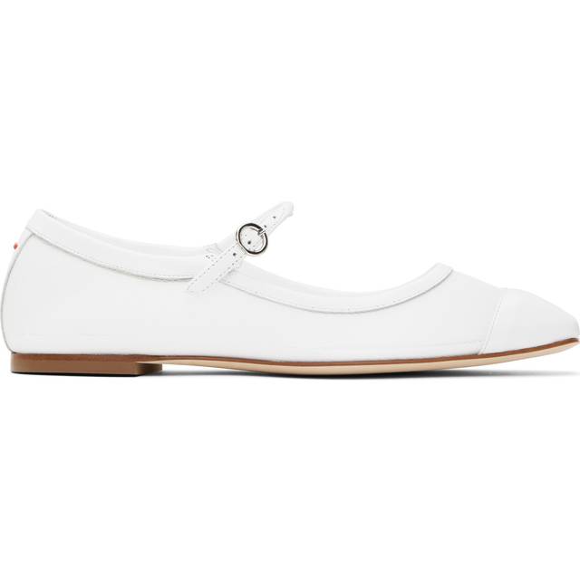 Aeyde White Uma Mesh Toe-Cap Ballerina Flats - Optic White - IT 41