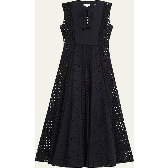 Alina Sleeveless Eyelet Maxi Dress - BLACK - 4