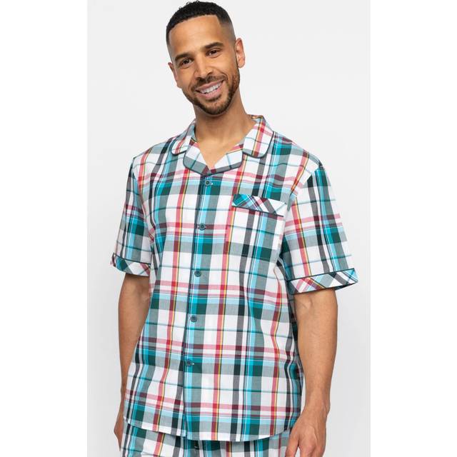 Cyberjammies Theo Check Pyjama Top, Green/Multi