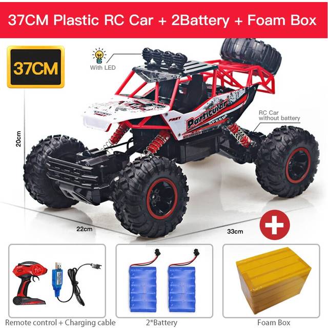 (37CM Red 2B Plastic) 1:12 / 1:16 4WD RC Car With Led Lights 2.4G Radio Remote Control Cars Buggy Off-Road Control Trucks
