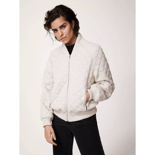 Mint Velvet High Neck Quilted Jacket, Ivory