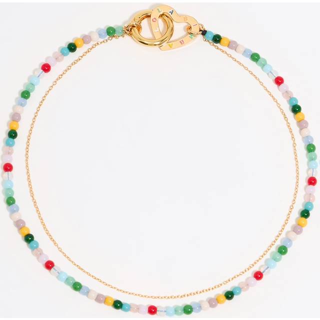 Crystal and stones multi-layer chain necklace - GOLD - UN