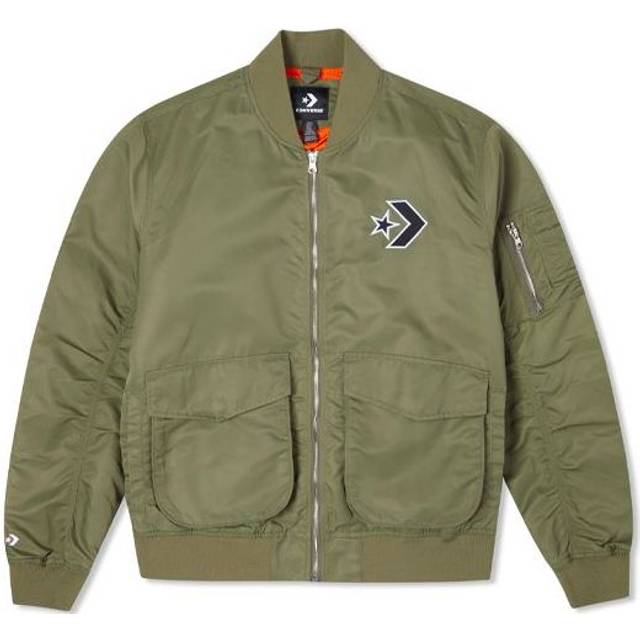 Converse Logo Loose Sports Retro aviator Jacket Couple Style Green 10024169-A02