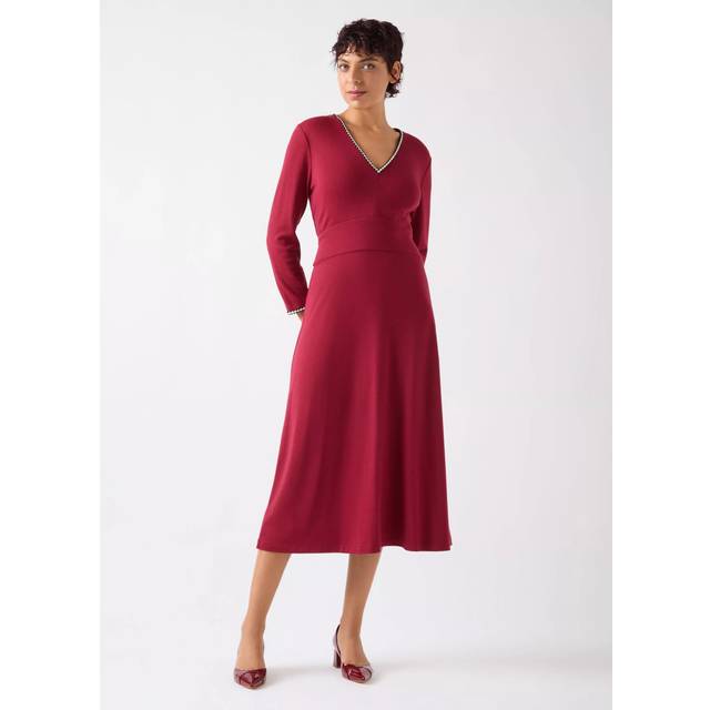 Raspberry Astrid Fit & Flare Midi Dress - Red (10)