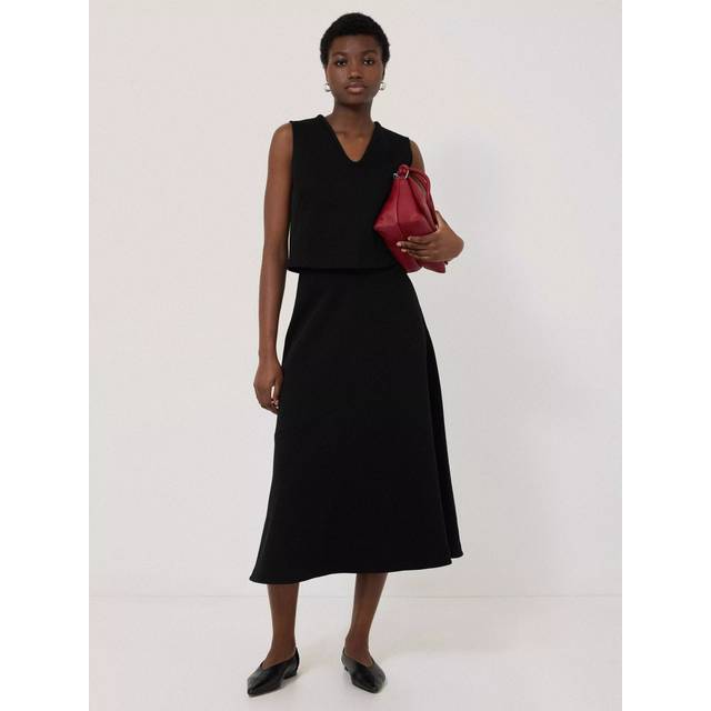 Jigsaw Structured Jersey Midi Skirt, Black