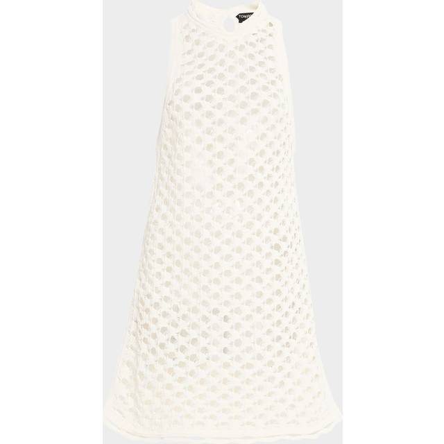 Sleeveless Crochet Knit Mini Dress - WHITE - X-Large
