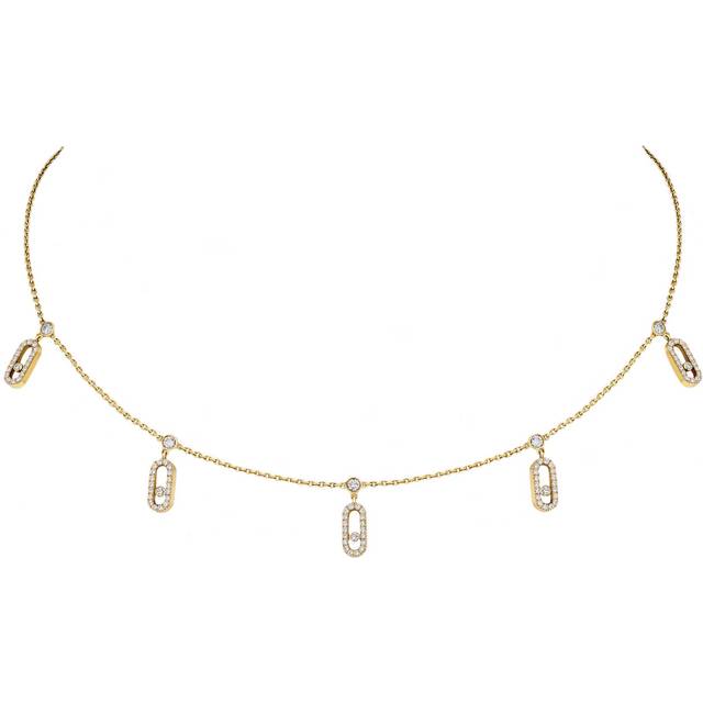 Messika Move Uno 18ct Yellow Gold Diamond Pave Drop Pendant Choker - Gold