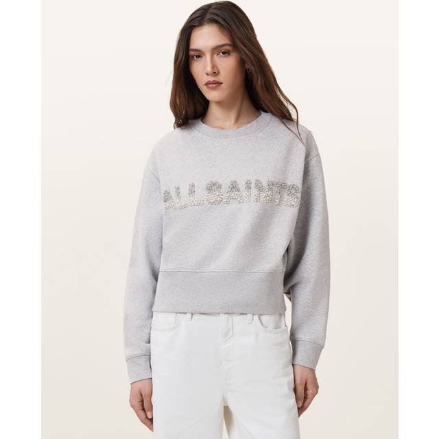 AllSaints Separo Pearl Logo Sweatshirt, Grey Marl