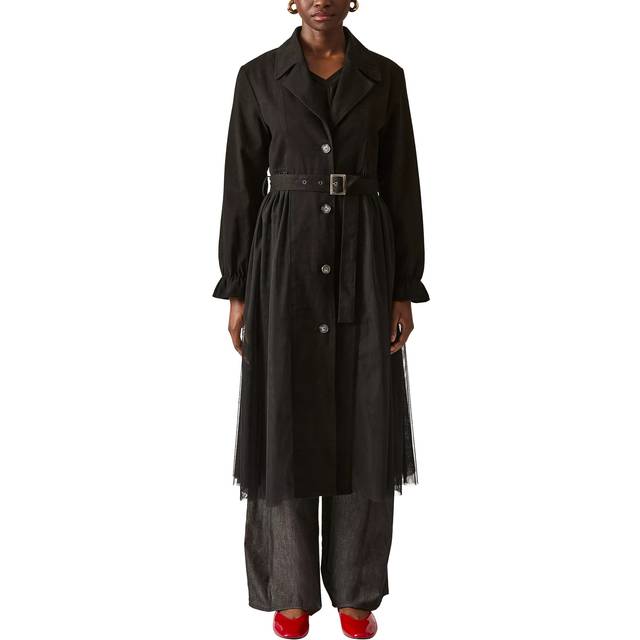 James Lakeland Cotton Tulle Trench Coat, Black