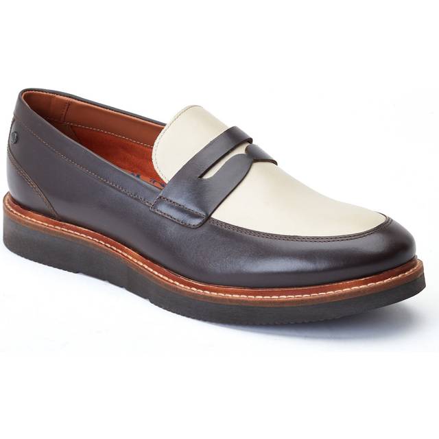 (Brown, 12 (Adults')) Base London Sid Leather Men's Brown/Beige Loafers