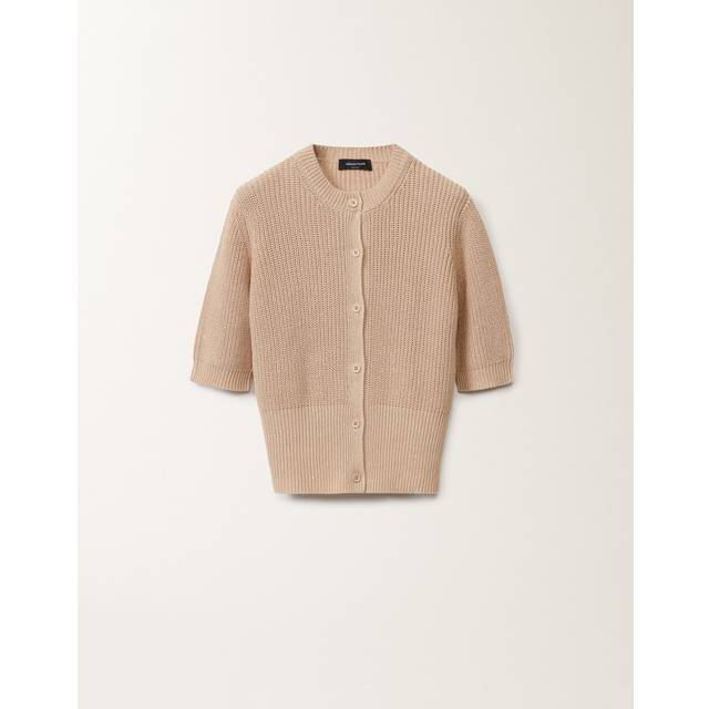 Fabiana Filippi Cotton And Linen Cardigan With Sequins, Sand - Woman Knitwear Sand It 40