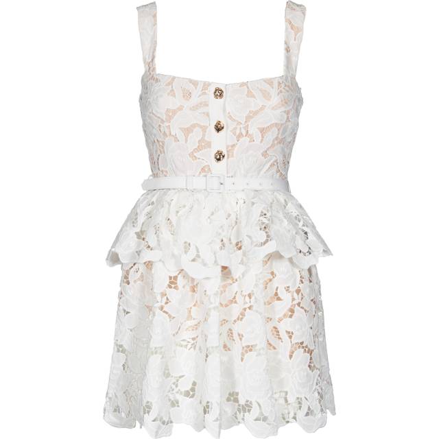 SELF PORTRAIT | White lace tiered mini dress | Women | 6 - white (6)
