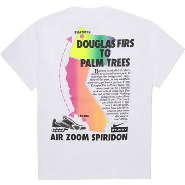 Nike x Stussy Air Zoom Spiridon Douglas Firs To Palm Trees T-shirt White/Multi Unisex Streetwear CU9256-100 XS