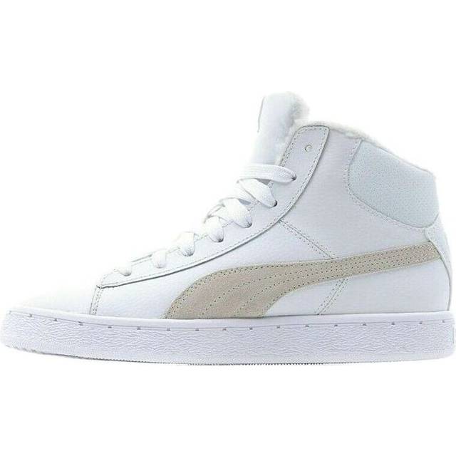PUMA Mid Leather Fur Lined Cozy Stay Warm Mid-Top Casual Skate Shoes Unisex White Fleece Lined 364977-02 - 7.5