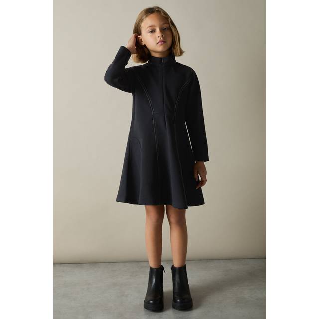 Reiss Kids' Long Sleeve A-Line Dress, Navy