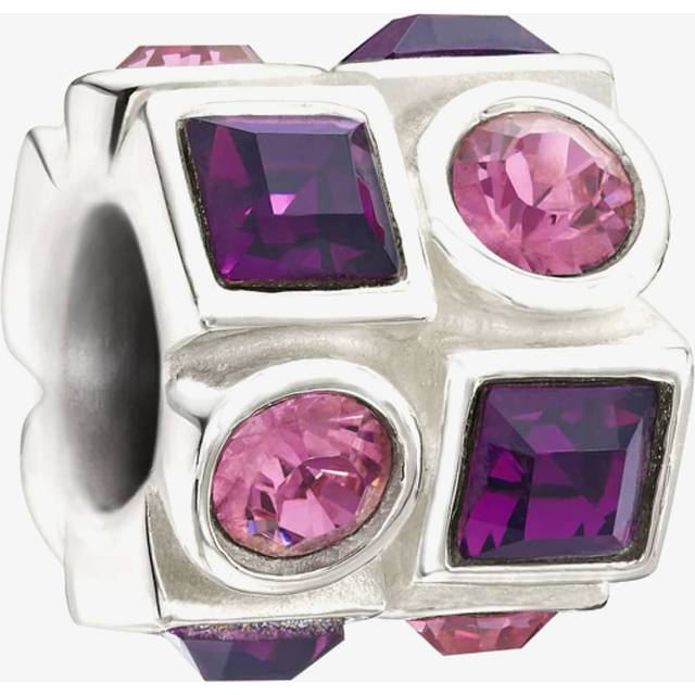 Chamilia Pink and Purple Circle and Square Crystal Bead 2083-0404 - Two Colour