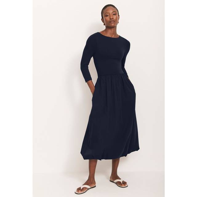 Mint Velvet Bubble Hem Midi Dress, Blue Navy