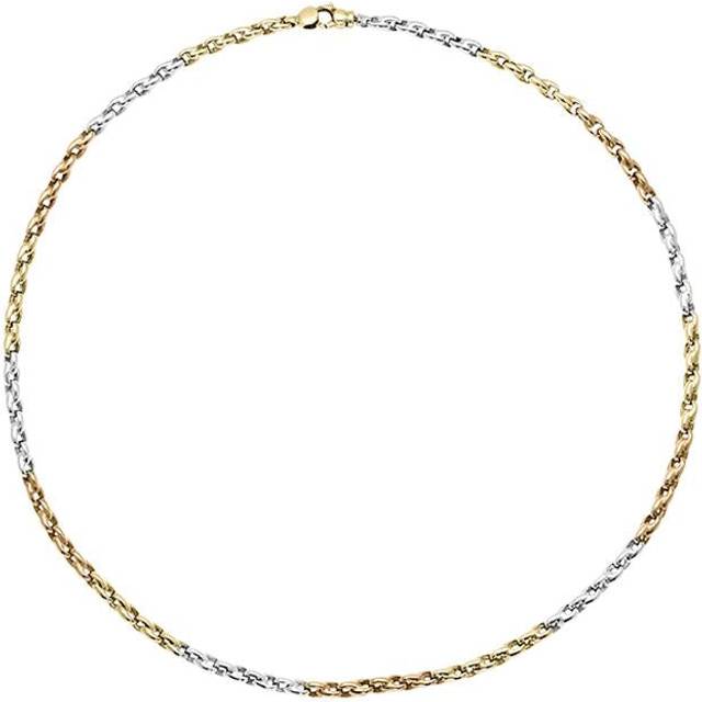 9ct White Rose and Yellow Gold Spiga Chain Necklace