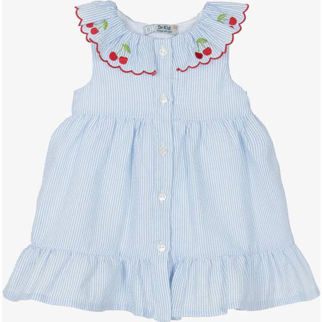 Dr. Kid Girls Blue Stripe Cherry Cotton Dress - 6 month