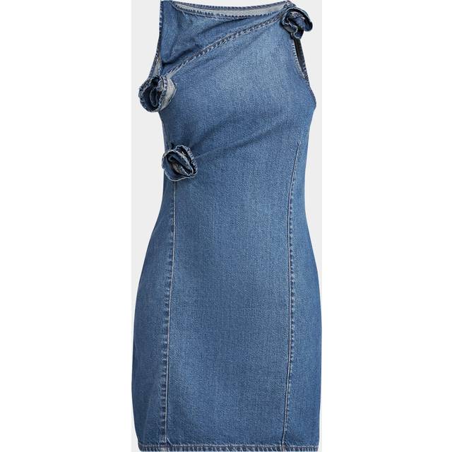 Coperni Women's Mini Denim Dress With Floral Pattern in Blue | Size 36 | COPR158F2014DE Color BLU (36)