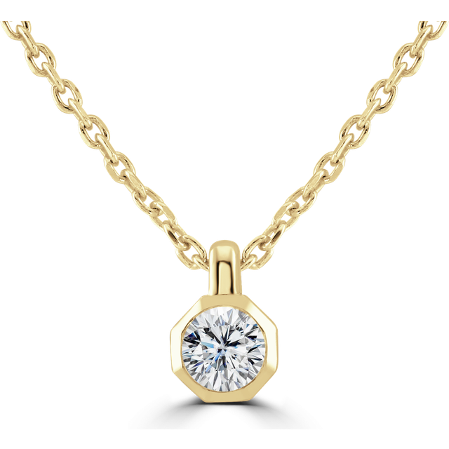 9ct Yellow Gold 0.15ct Lab Grown Diamond Solitaire Octagonal Necklace