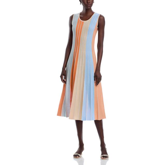 Modern Fit Striped Knit Maxi Dress - Arctic/Amber Glow/Biscotti/Silver - Large
