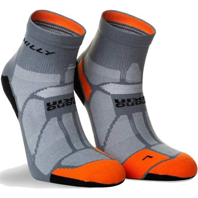 (12 UK-13 UK, Minimum Grey/Orange) Hilly Mens Marathon Fresh Ankle Socks