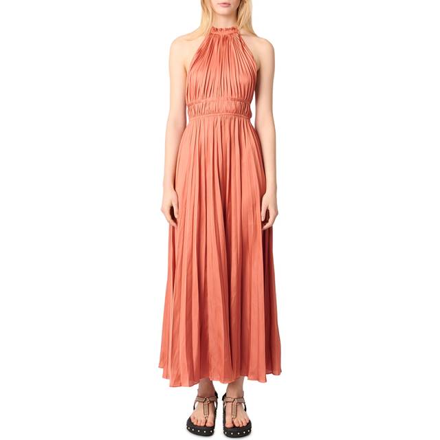 Robe Longue Plissée - Rouge - Maje -  Matière principale: 100% polyester - Prêt-à-porter > Robes > Robes longues