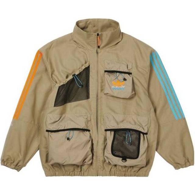 adidas originals x PALACE Crossover Logo Stripe Multiple Pockets Stand Collar Jacket Brown HM9196 - MULTI-COLOR