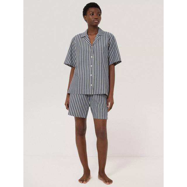 Jigsaw Ticking Stripe Shorty Pyjama Set, Blue