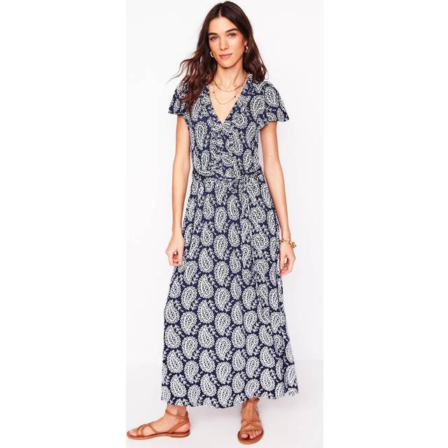 Boden Nicola Paisley Jersey Tea Dress, Navy