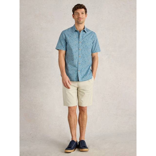 White Stuff Cotton Blend Regular Fit Ramen Print Shirt, Blue