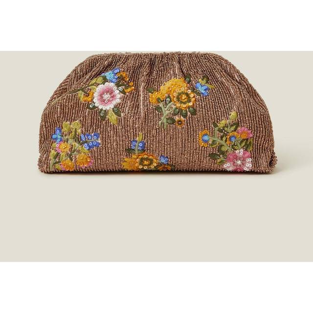 Womens Hand-Beaded Floral Clutch Bag - Multi - One Size