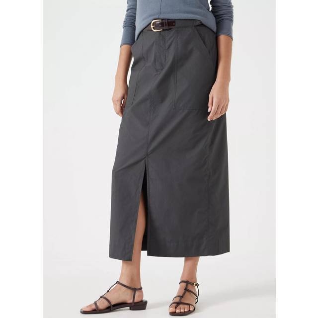 HUSH Lightweight Cotton Midi Skirt, Charcoal